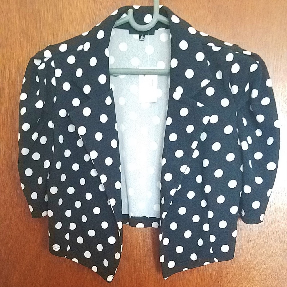 Black and White Polka Dot crop Blazer